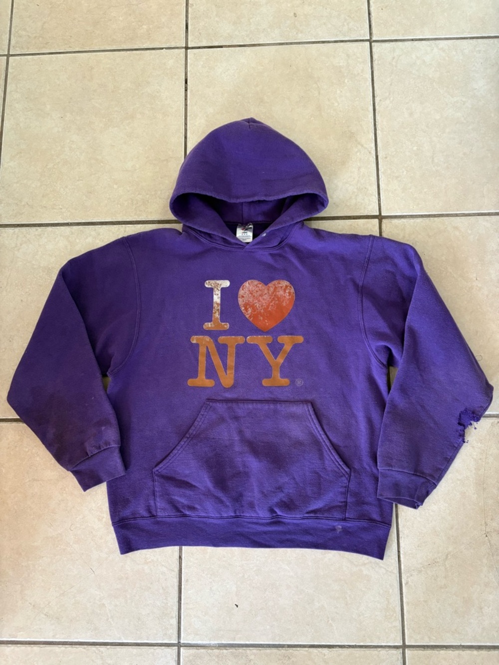 Vintage I Heart NY Purple Hoodie Size Medium
